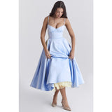 Women's summer dress: european and american high-end princess gown, french style mesh a-line double layer spaghetti strap dress