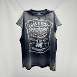 saint m t shirts  s.m guns n' roses graphic crewneck pullover tank top - wholesale