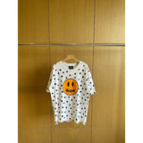 Drew house t shirt spring and summer d@ew spotted smiley face pattern round neck pullover short sleeves