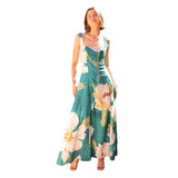 Women's dress - amazon summer european & american cross-border french retro long dress - printed camisole slimming dress for women