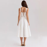Women's dress - cross-border skirt - summer french style sexy waist-defining a-line high-end elegant dress for women