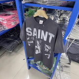 saint m t shirts  s.m character & letter graphic crew neck pullover short sleeve t-shirt - wholesale