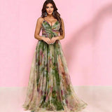 Women's dress - cross-border fashion spring/summer mesh print cami dress - ins style vacation casual party dress