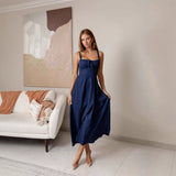 Women's dress: european and american style spaghetti strap dress - amazon cross-border summer fashion sexy backless sleeveless denim dress for women