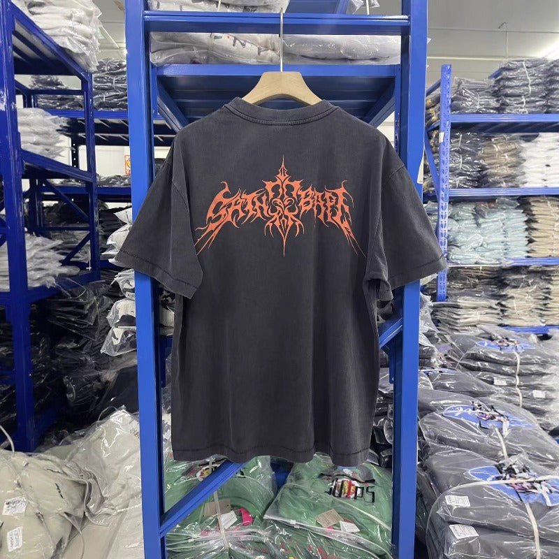saint m t shirts  s.m skull monkey graphic crew neck short sleeve tee