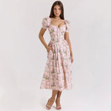 Women's dress - cross-border spring/summer amazon fashion: european & american style, artistic french-inspired, fresh print, trendy women's apparel