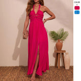 Women's dress: european & american french retro high-end style, versatile multi-wear, strappy maxi dress, backless sexy bridesmaid dress