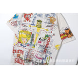 saint m t shirts  s.m washed graffiti graphic crew neck pullover short sleeve t-shirt - wholesale