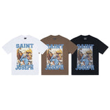 saint m t shirts  s.m. virgin mary oil painting graphic crew neck short sleeve tee