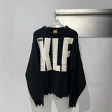 Saint m t sweater - autumn/winter european and american streetwear brand distressed graphic crewneck pullover