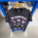 saint m t shirts  s.m portrait print crew neck pullover short sleeve top - wholesale