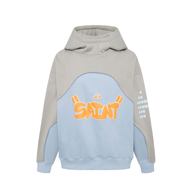 Saint m hoodie - autumn/winter s.m letter print patchwork pullover fleece sweatshirt - wholesale single piece