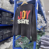Saint m hoodie - autumn/winter s.m letter print distressed vintage crewneck long sleeve - wholesale