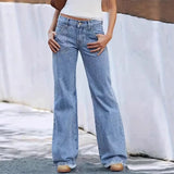Women's pants: cross-border fashion, spring/summer denim jeans, loose fit, large pocket, vintage raw hem, wide leg