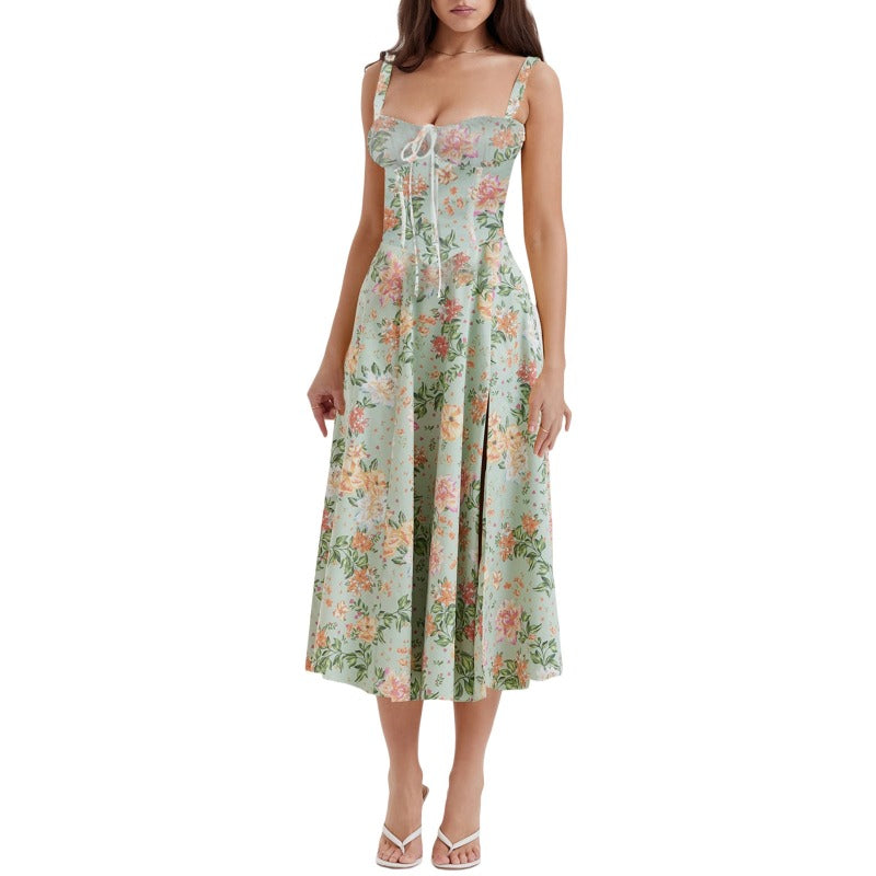 Women's dress: amazon bestseller - summer chic, elegant, high-end, spaghetti strap, soft & feminine style - french-inspired dress for women