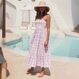 Women's dress - cross-border spring/summer european & american style - elegant sexy spaghetti strap backless striped dress - french skirt