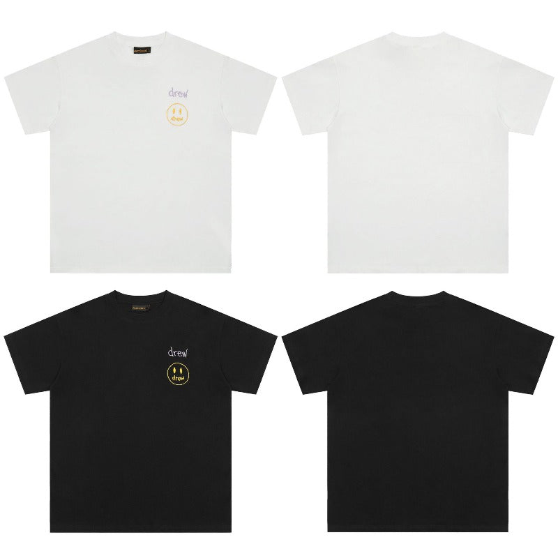 Drew house t-shirt - spring/summer - d@ew smiley face embroidered letter crew neck short sleeve