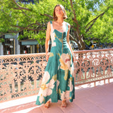 Women's dress - amazon summer european & american cross-border french retro long dress - printed camisole slimming dress for women
