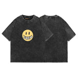 Drew house t-shirt - spring/summer collection - d@ew smiley face letter graphic - washed & distressed short sleeve - wholesale