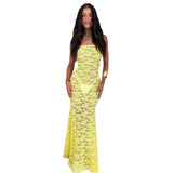 Women's dress: european and american style, summer hot seller, sexy lace patchwork, tie-up backless, long slim-fit bandeau dress for women