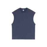 Personalized american fashionable brand heavy weight pure cotton loose edge vest pure colorlooseretro sleeveless t-shirt vest