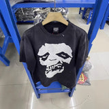 saint m t shirts  s.m skull letter graphic crew neck pullover short sleeve t-shirt - wholesale