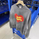 Saint m hoodie - spring/autumn s.m heart & letter graphic crewneck pullover sweatshirt - wholesale single piece