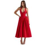 Women's dress - cross-border e-commerce, european & american style, spring collection, elegant v-neck halter neck sexy evening gown dress