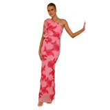 Women's dress - export quality, asymmetrical neckline, european & american style, amazon fashion, spaghetti strap, bodycon, sexy, 3d floral appliqué, new summer collection
