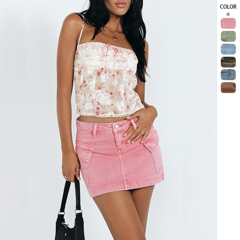 Women's dress: european and american summer cross-border trade, washed denim mini skirt - elegant and chic