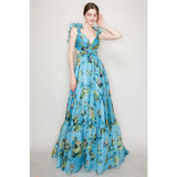 Women's summer cross-border fashion printed back-tie maxi dress - elegant and flowy