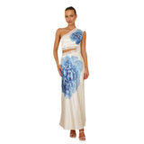 Women's dress: new cross-border sexy skirt, vacation style maxi dress, solid color printed bandeau strap dress, summer women's sexy apparel