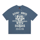 saint m t shirts  s.m vintage print crew neck pullover short sleeve top - wholesale