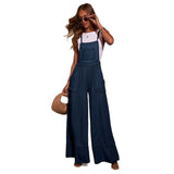 Women pants fashion cross-border ins style amazon women's clothing stylish street flap pocket pants wide leg pants suspender denim overalls
