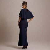 Women's dress - european & american style summer hot girl mid-sleeve cutout pleated dress - cinched waist, bodycon, sexy maxi dress