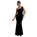 Women's dress - cross-border spring/summer export - solid color casual sexy one-shoulder comfortable slim-fit sleeveless bodycon dress