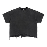Etai men's clothing high-quality pure cotton distressed boxy short-sleeve men's t-shirt - vintage streetwear ripped tee