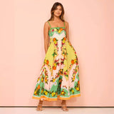 Women's summer dress: sexy spaghetti strap, high-waisted, flared maxi dress with elegant print - perfect for us & european marketplaces