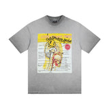 saint m t shirts Spring and summer s.m heavy industry washed and fried color round neck pullover short sleeve