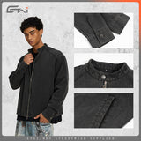 Etai men's clothing american retro distressed stand collar jacket - high-quality men's autumn short, oversized jacket top