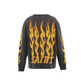 Saint m hoodie - spring/autumn s.m flame letter graphic crewneck pullover long sleeve - wholesale