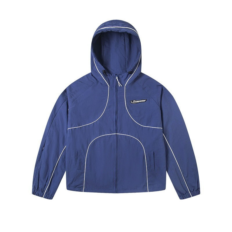 Trap star spring & fall tra badge letter stripes pattern casualloose windbreaker outwear one piece batch
