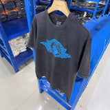 saint m t shirts  s.m. distressed angel graphic crew neck pullover short sleeve top - wholesale
