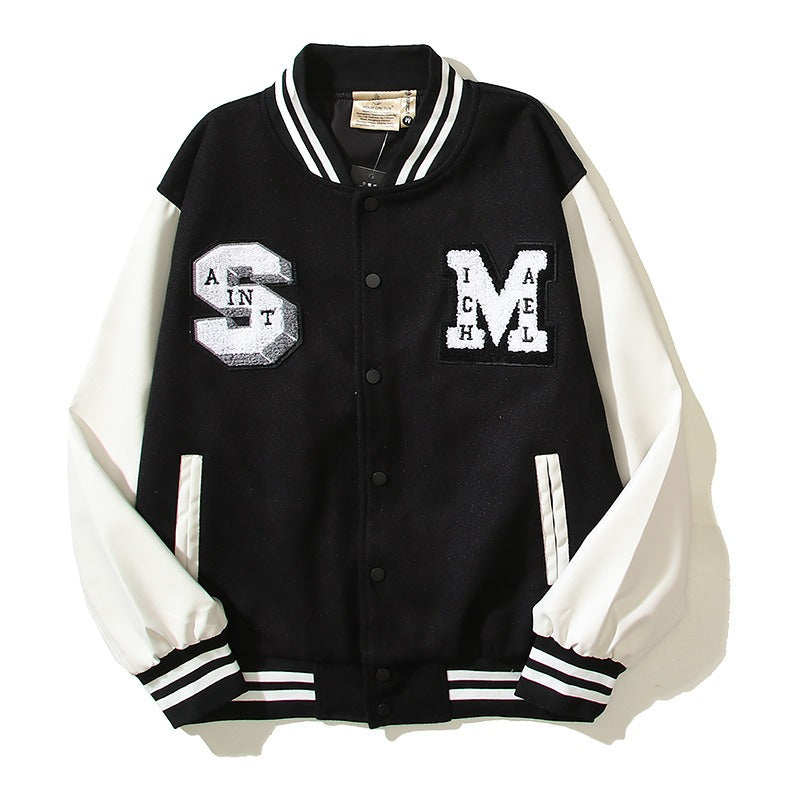 Saint m t jackets - spring/autumn s.m. letter patch baseball jacket - wholesale single piece