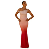 Women's dress - european & american style, amazon cross-border summer export, one-shoulder/off-shoulder evening gown, slimming & figure-flattering, spliced mermaid maxi dress