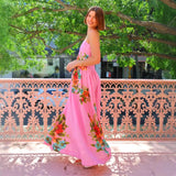 Women's dress - cross-border e-commerce amazon summer fashion: elegant spaghetti strap printed backless dress