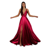 Women's sleeveless summer dress - solid color, european & american style, sexy v-neck, french-inspired, stunning spaghetti strap dress