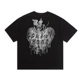 saint m t shirts  s.m skull heart graphic crew neck pullover short sleeve t-shirt - wholesale
