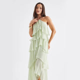 Women's dress - in stock - european & american style - cross-border e-commerce - summer & vacation - elegant & chic - halter neck - 3d cake ruffle - spaghetti strap dress - women's