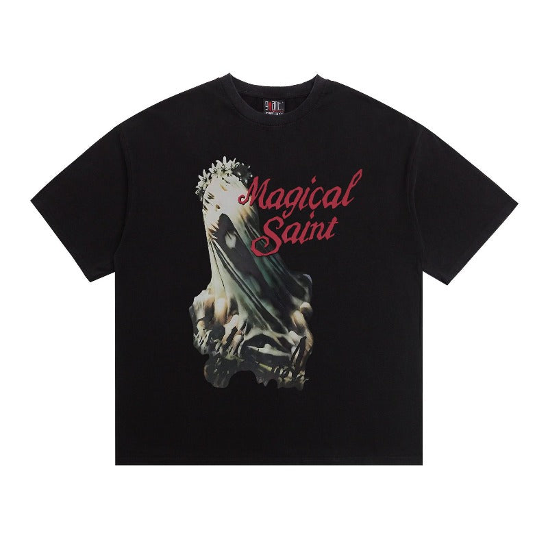 saint m t shirts  s.m monster print graphic crew neck pullover short sleeve top - wholesale